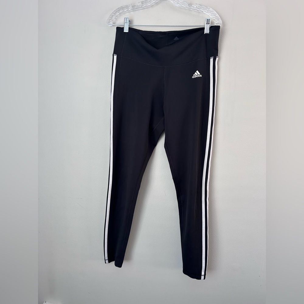 adidas Black Leggings with White Stripes - Picture 2 of 8